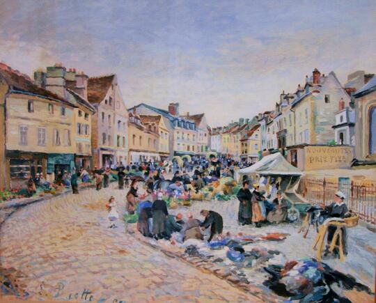 Ludovic PIETTE - Le marché aux légumes, Pontoise, place du Petit Martroy